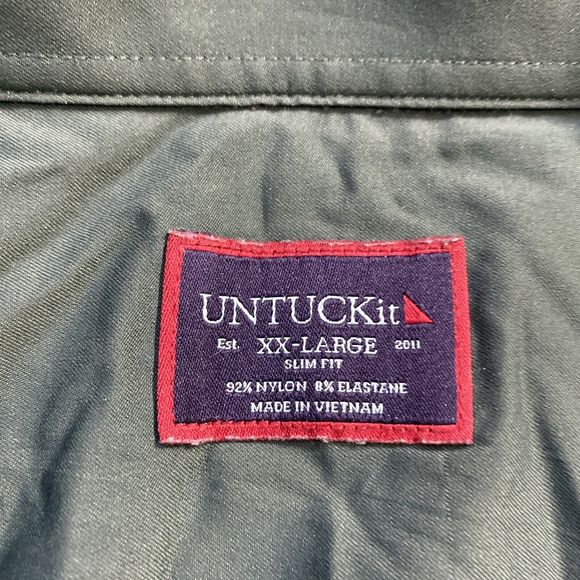 Untuckit Shirt Men's Green 2XL XXL Performance Gironde Button - Picture 5 of 9
